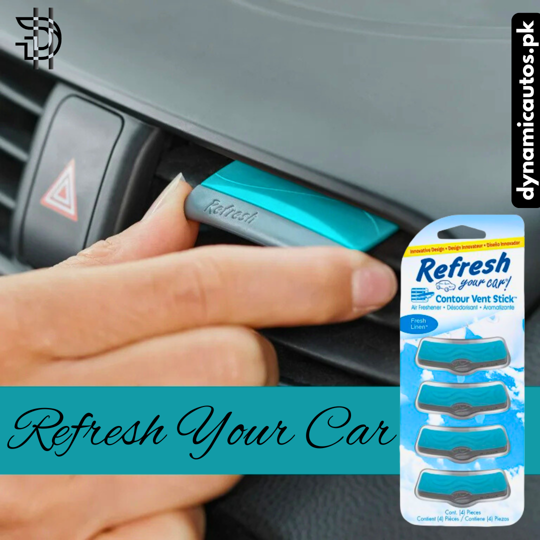 Refresh Contour Vent Sticks | Car Air Freshener | 4Pcs Pack | Fresh Linen Scent | Clip-On AC Perfume
