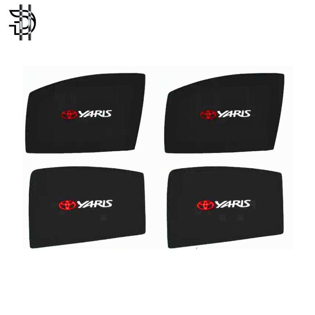 Toyota Yaris Facelift 2025 New Model Custom Fit Side Sunshades with Logo | 4pcs Set | Heat & Privacy Protection