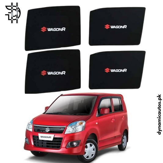 Suzuki Wagon R 2014–2024 Custom Fit Side Sunshades with Logo | 4pcs Car Window Shades – Heat & Privacy Protection