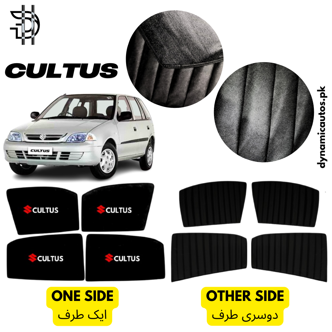 Suzuki Cultus 2007–2016 Old Model Custom Fit Double Layer Side Sunshades | 4pcs Set | Heat & Privacy Protection
