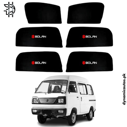 Suzuki Bolan Side Sunshades 1988-2023 | 6pcs Set with Logo | Car Parda Custom Fit | Sun Shades for Car