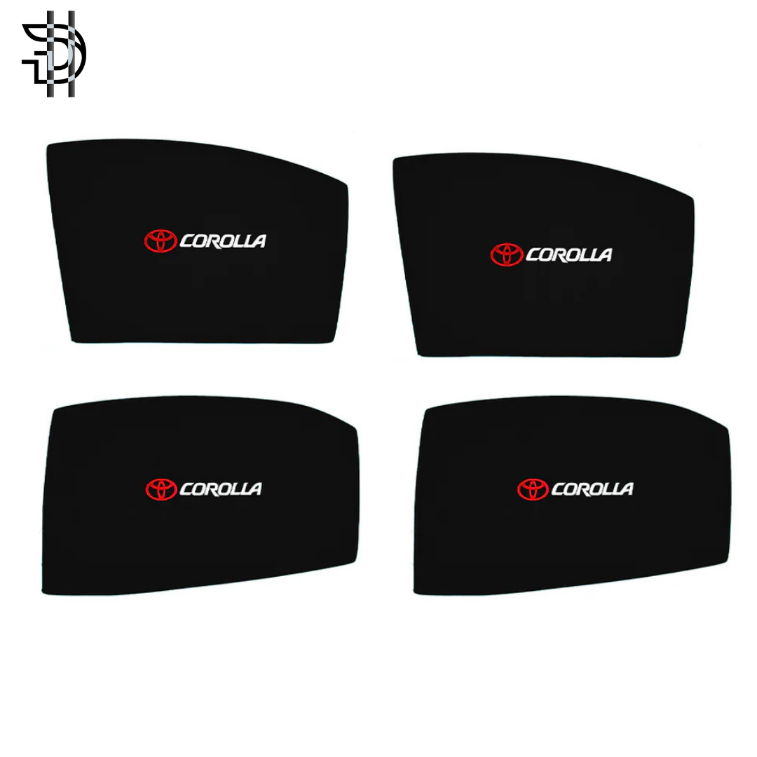 Toyota Corolla New Model 2014–2025 Side Sunshades with Logo | Custom Fit Car Window Shades – 4pcs Set
