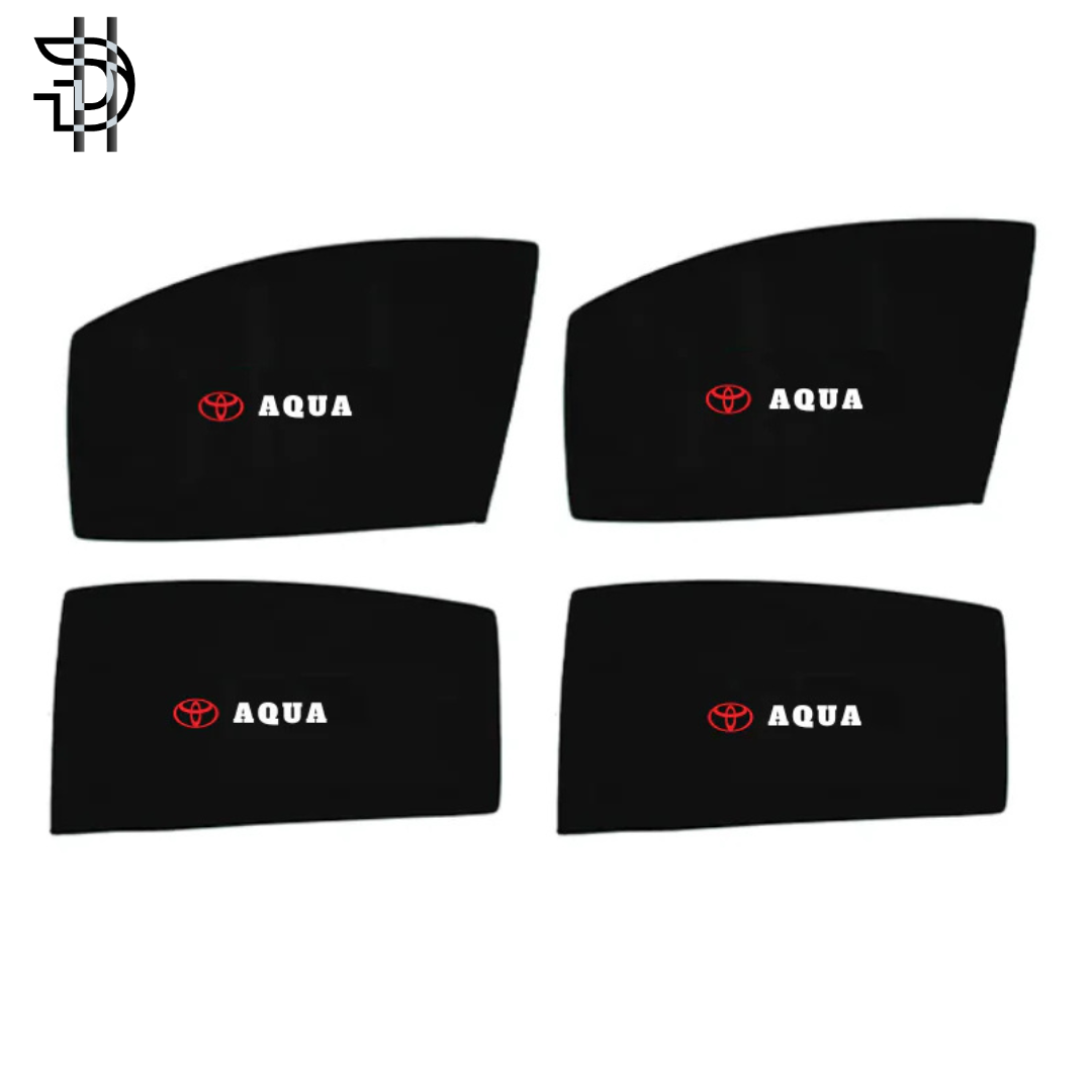 Toyota Aqua Sunshade with Logo | 4pcs Side Window Sunshades | Model 2011-2024 | Car Window Shades Pakistan