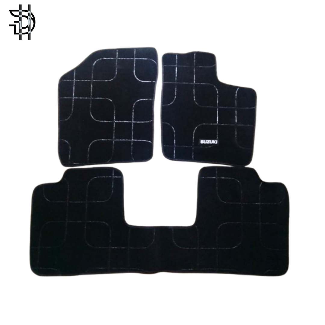 Suzuki Alto 660cc New Model 2019-2025 High Quality Carpet Floor Mats | Custom Fit, Anti-Slip, Washable, Stylish Design | Black – 3pcs Set
