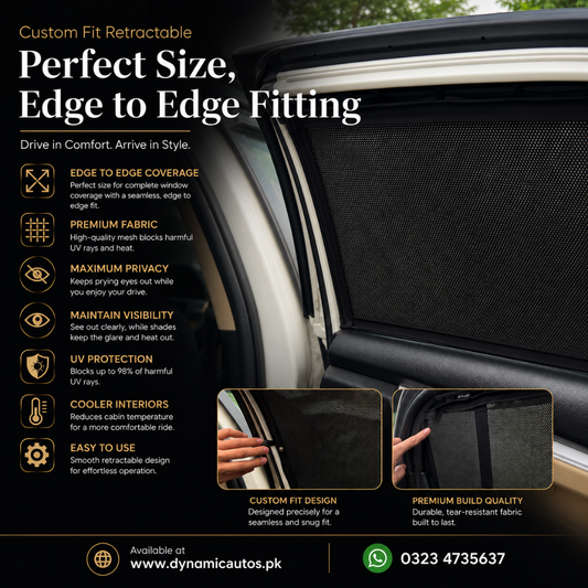Honda City New Model 2021-2026 Retractable Side Sunshades | Custom Fit Railing Car Side Curtains | Parda | Heat Protection & Privacy | Premium Quality | 4Pcs Complete Set