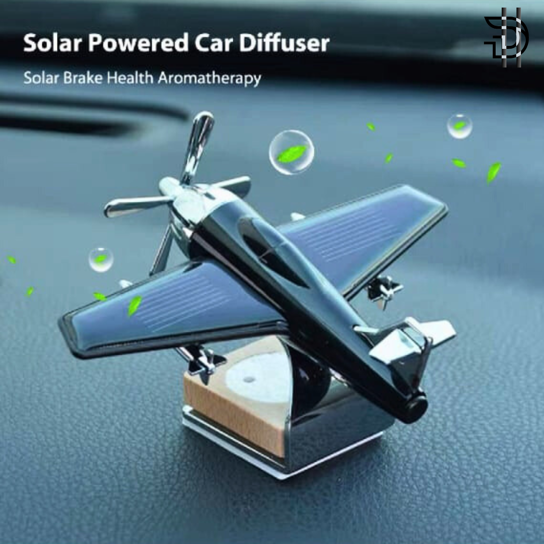 Solar Powered Aircraft Car Dashboard Decoration – Multicolor | Rotating Plane Ornament – 1pcs