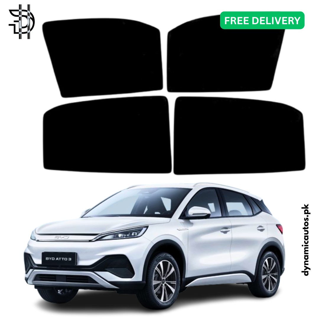 BYD Atto 3 EV Side Window Sunshades With Logo/Without Logo | Model 2024–2026 | Custom Fit | Heat Protection & Privacy | 4Pcs Set