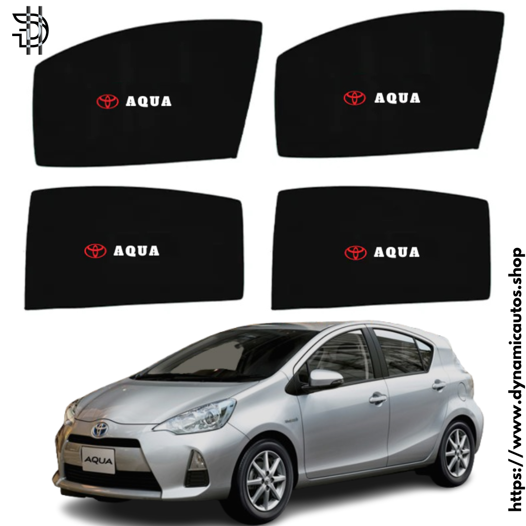 Toyota Aqua Sunshade with Logo | 4pcs Side Window Sunshades | Model 2011-2024 | Car Window Shades Pakistan