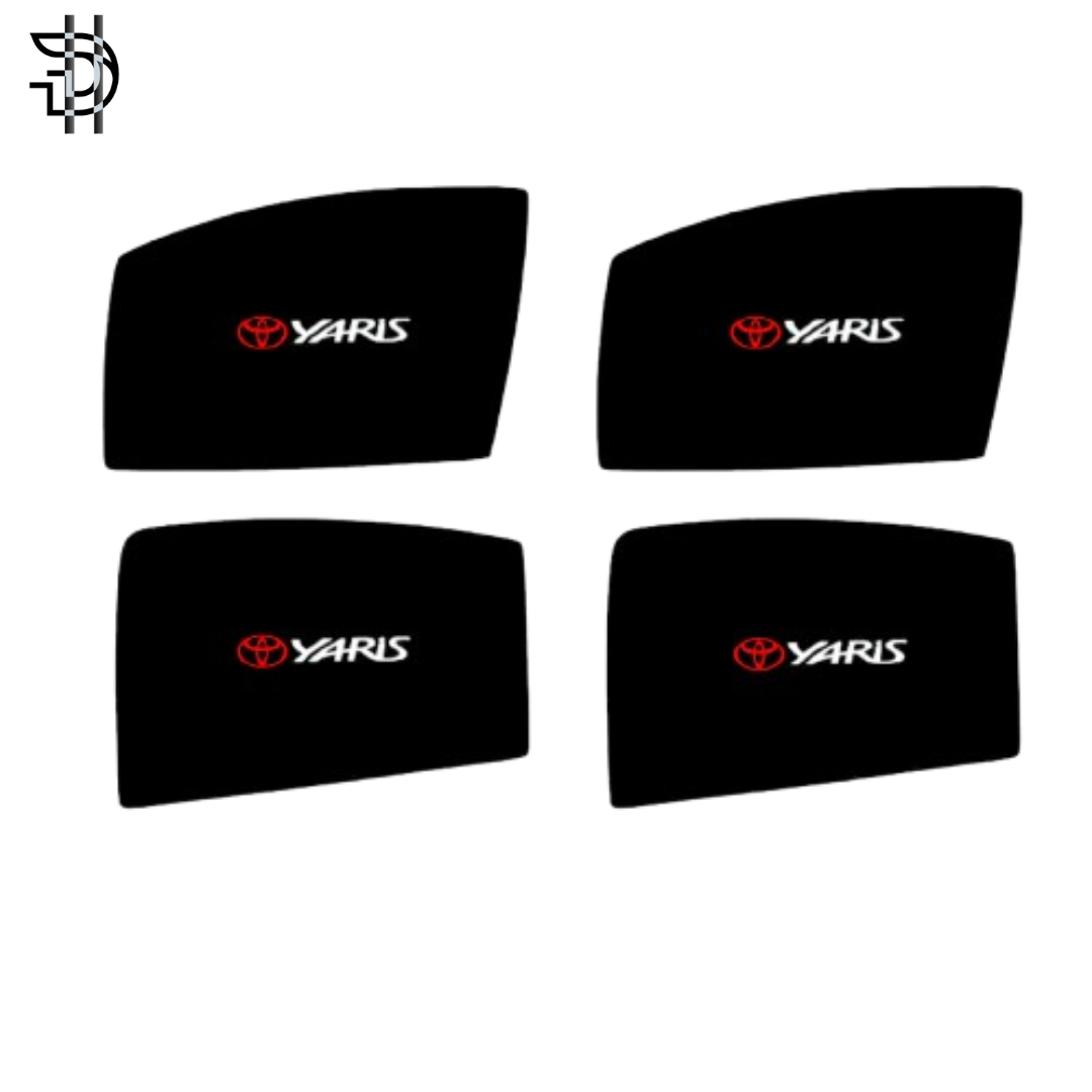 Toyota Yaris 2020–2024 Side Sunshades with Logo | Custom Fit Car Window Shades – 4pcs Set