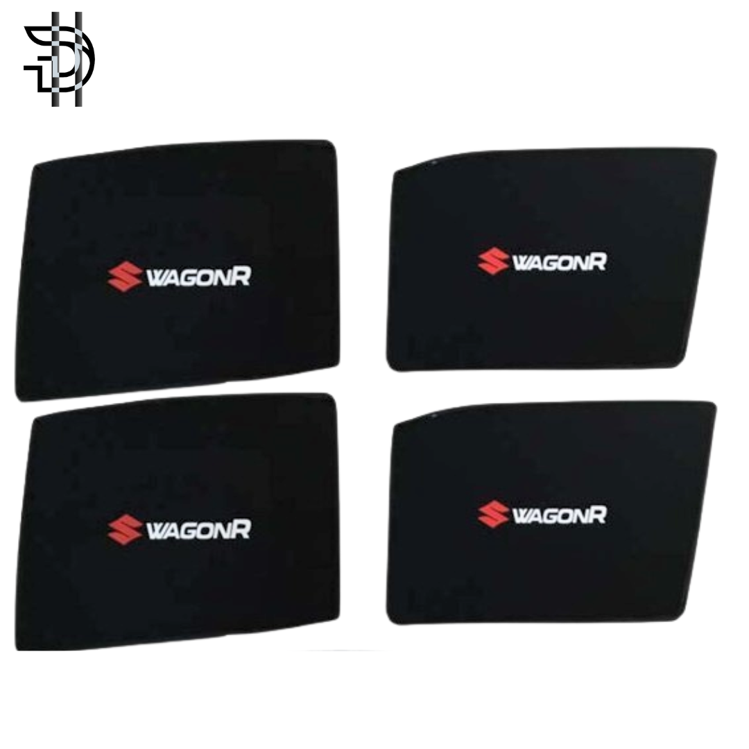 Suzuki Wagon R 2014–2024 Custom Fit Side Sunshades with Logo | 4pcs Car Window Shades – Heat & Privacy Protection