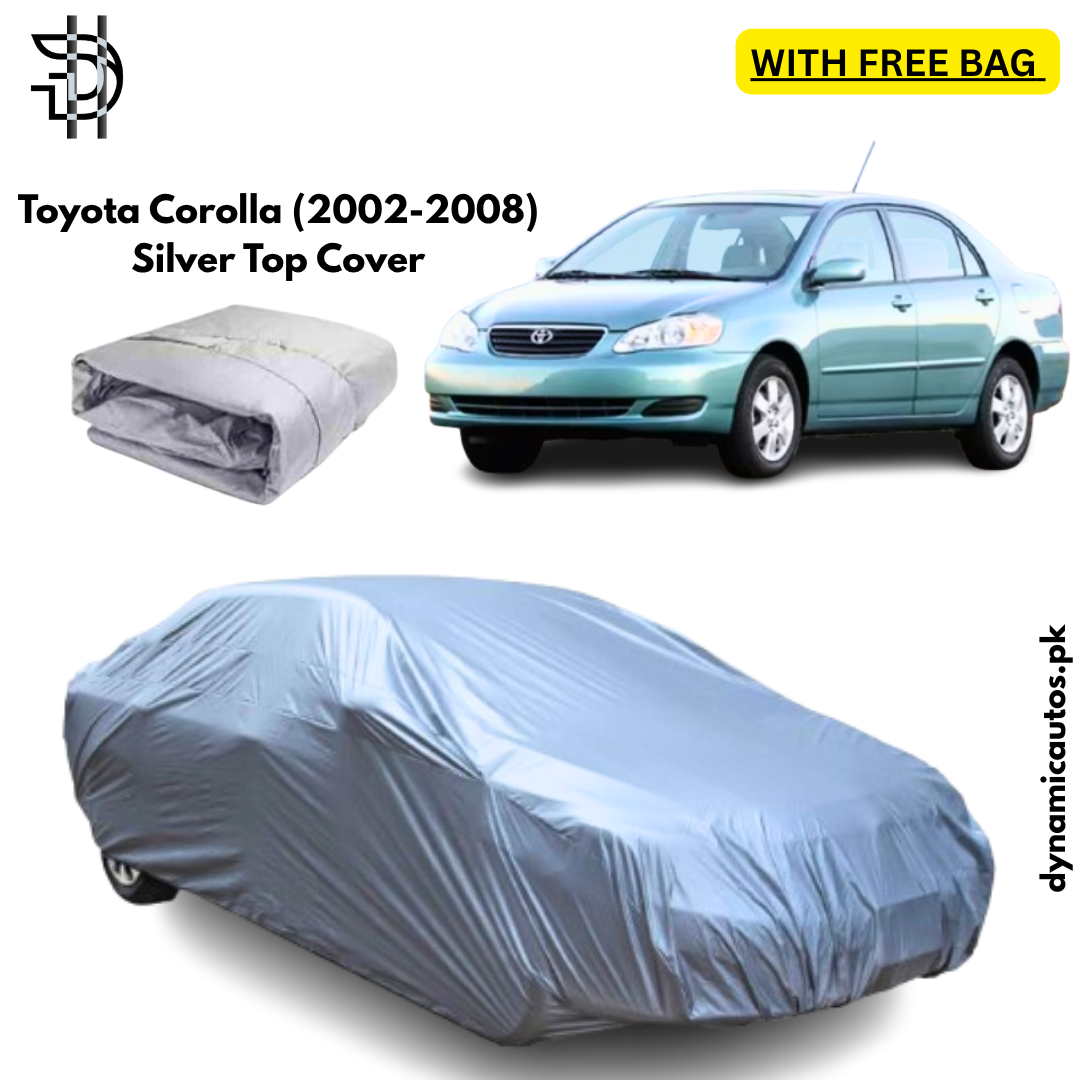Toyota Corolla Old Model 2002–2008 Silver Parachute Top Cover | Custom Fit – Dust & Weather Protection