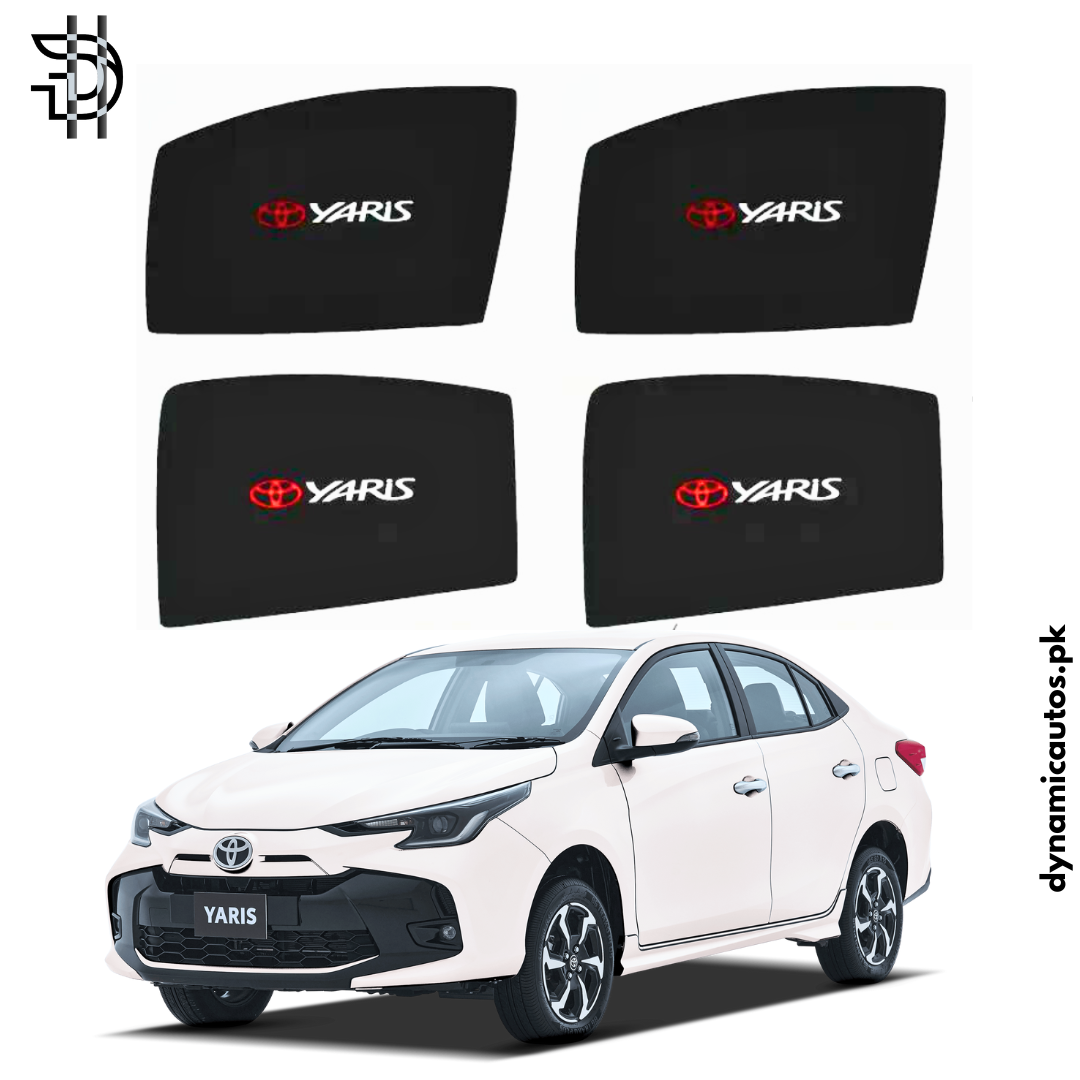 Toyota Yaris Facelift 2025 New Model Custom Fit Side Sunshades with Logo | 4pcs Set | Heat & Privacy Protection