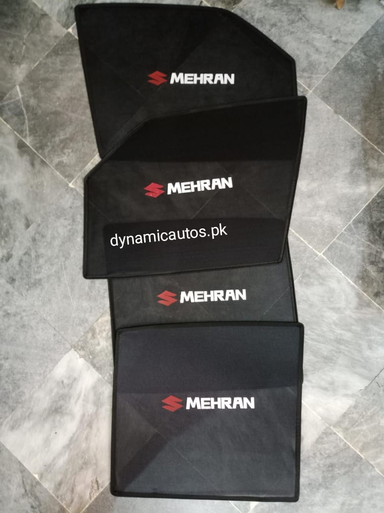 Suzuki Mehran 1989–2019 Side Sunshades with Logo | Custom Fit Car Window Shades – 4pcs Set