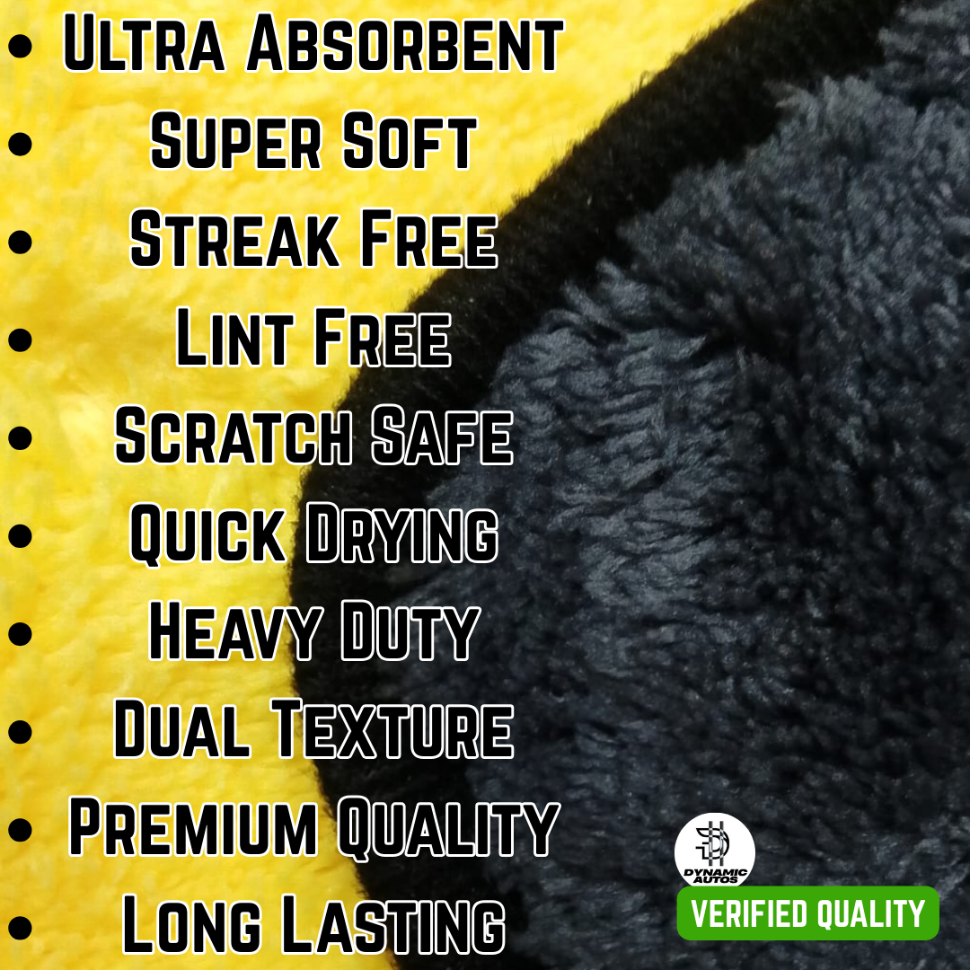 Microfiber Cleaning Cloth 800 GSM | Double-Sided Yellow Grey | Premium Car, Bike & Home Towel | 40x40cm