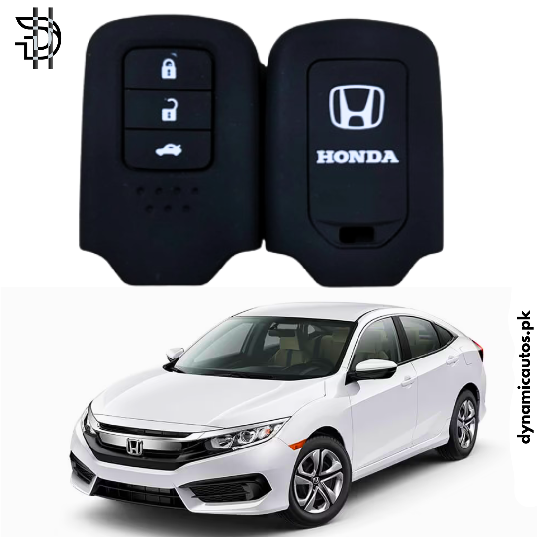 Honda Civic X 2016-2021 (3 Button) Car Key Cover | PVC Silicone Protective Key Case – Black