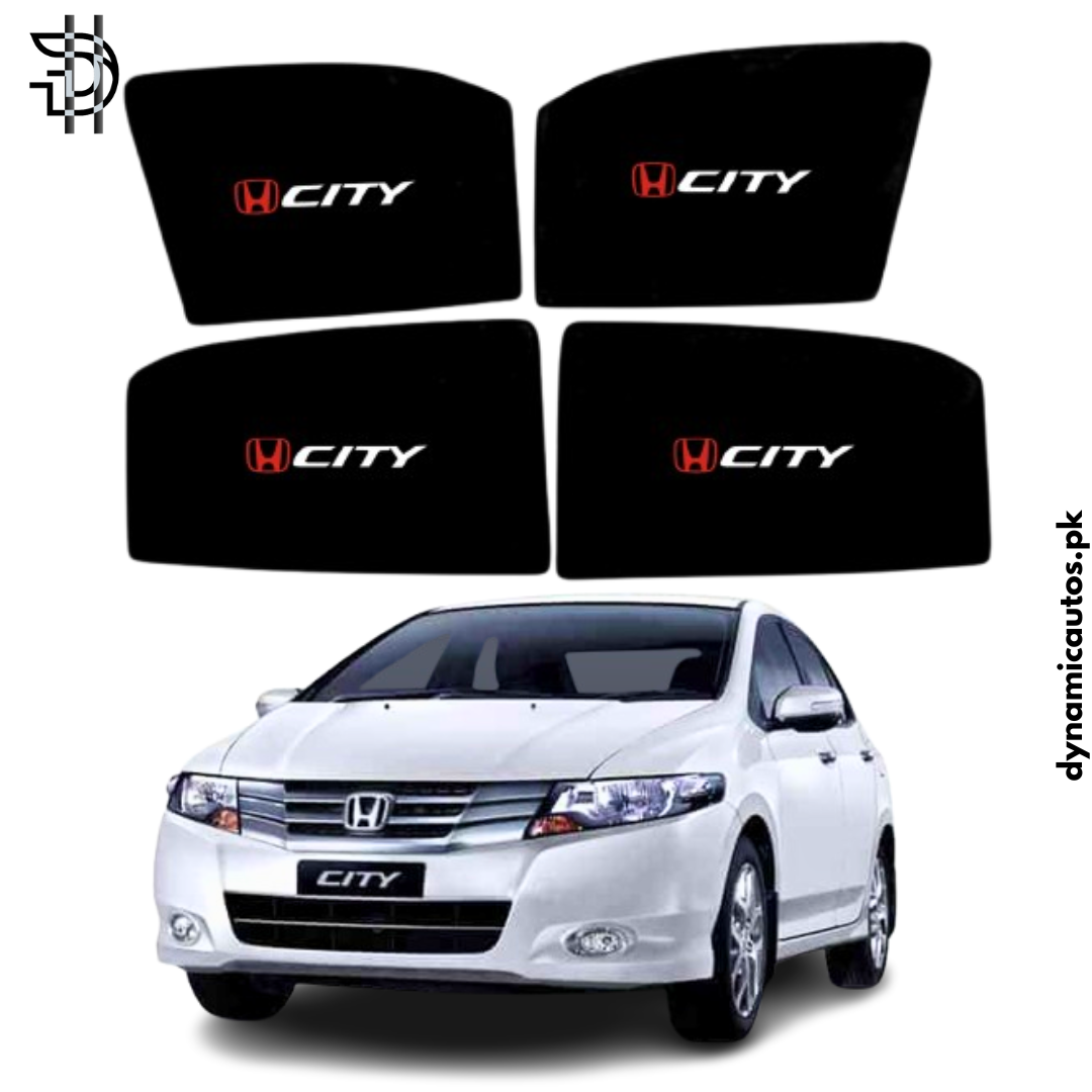 Honda City Old Model 2009-2021 Side Window Sunshades | Custom Fit with Logo | Heat & Privacy Protection – 4pcs Set
