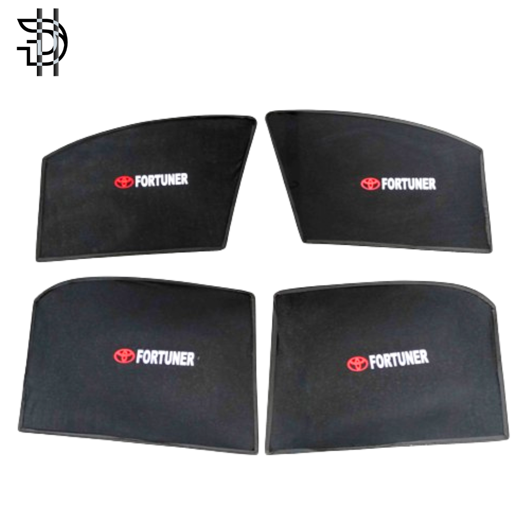 Toyota Fortuner Sunshades 2016-2024 | 4pcs Set | Side Window Shades With Logo | SUV Car Parda Pakistan