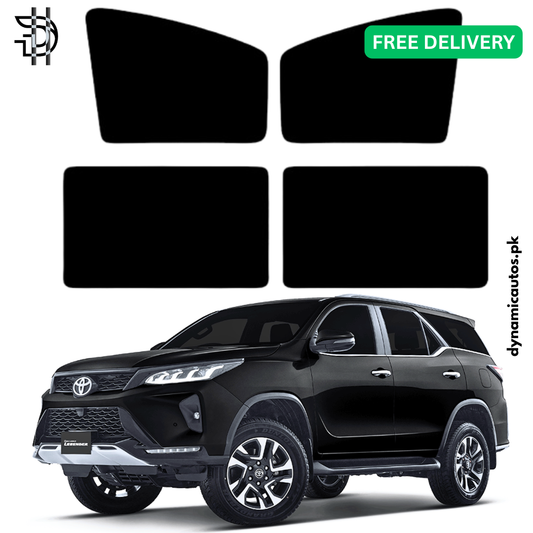 Toyota Fortuner Sigma/Legender/GR-S Model 2022–2026 Side Window Sunshades | Custom Fit | Heat & Privacy Protection | 4Pcs Set