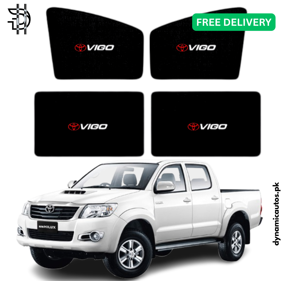Toyota Hilux Vigo Side Window Sunshades | 2005–2015 Model | With Logo / Without Logo | Custom Fit | Heat & Privacy Protection | 4Pcs