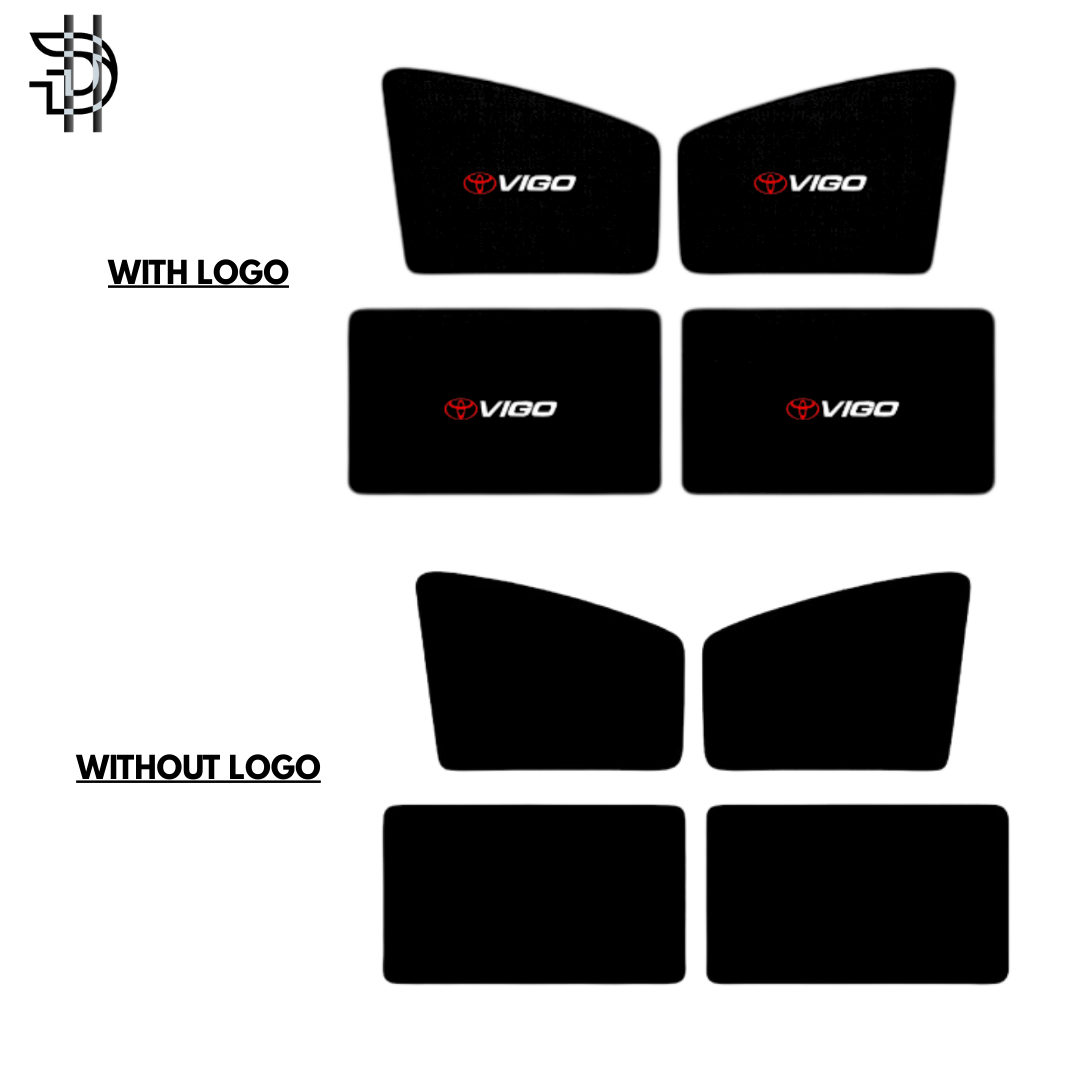 Toyota Hilux Vigo Side Window Sunshades | 2005–2015 Model | With Logo / Without Logo | Custom Fit | Heat & Privacy Protection | 4Pcs