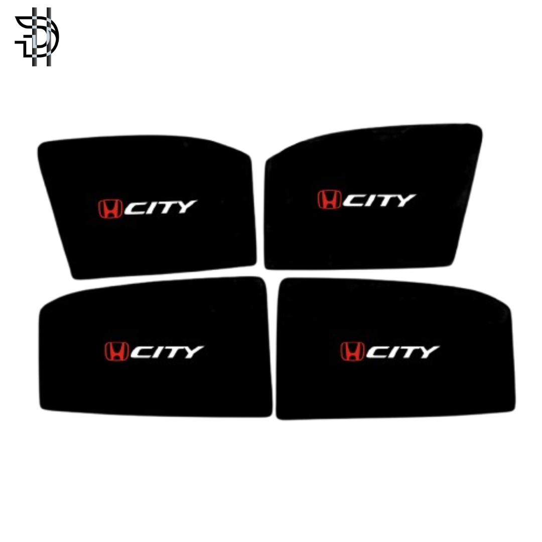 Honda City New Model 2021–2025 Side Sunshades with Logo | Custom Fit Car Window Shades – 4pcs Set