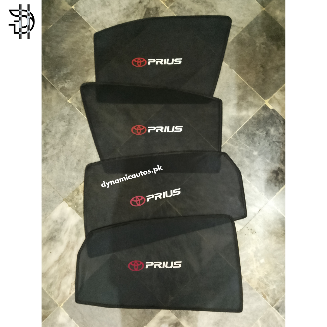 Toyota Prius Side Window Sunshades With Logo | Model 2010–2015 | Custom Fit | Heat Protection & Privacy | 4Pcs Set