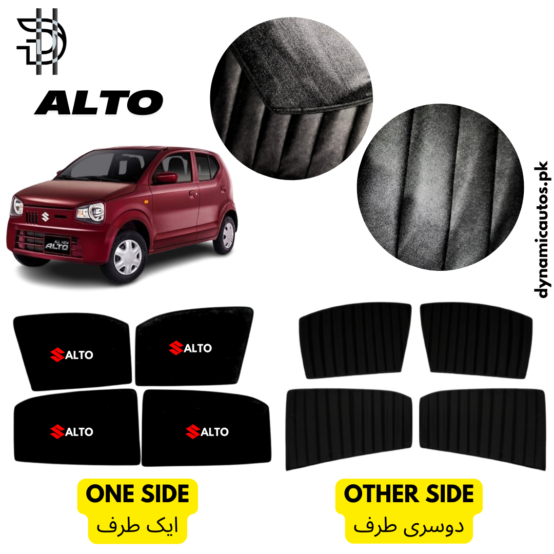 Suzuki Alto 2019–2025 New Model Custom Fit Double Layer Side Sunshades | 4pcs Set | Heat & Privacy Protection