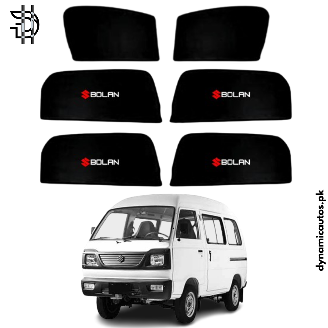 Suzuki Bolan Side Sunshades 1988-2023 | 6pcs Set with Logo | Car Parda Custom Fit | Sun Shades for Car
