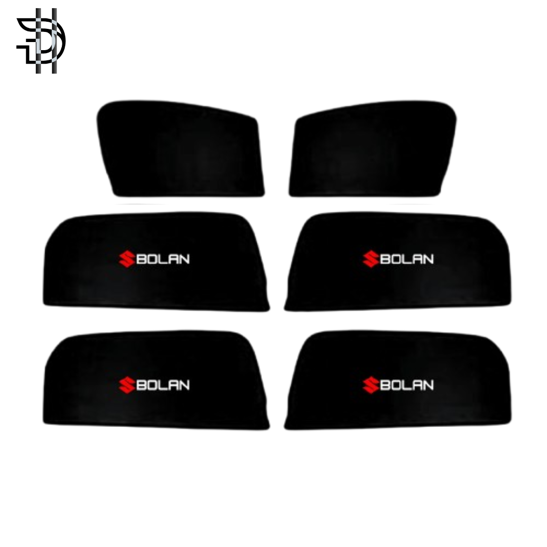 Suzuki Bolan Side Sunshades 1988-2023 | 6pcs Set with Logo | Car Parda Custom Fit | Sun Shades for Car