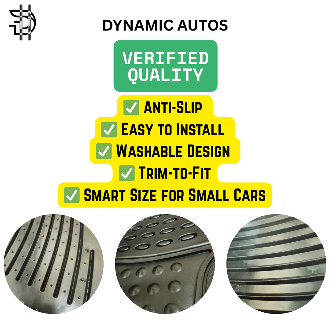 5Pcs Universal Silicone Car Floor Mats | Washable, Anti-Slip, Trim-to-Fit | Smart Size for Alto, Cultus, Swift, Wagon R & Other Small Cars