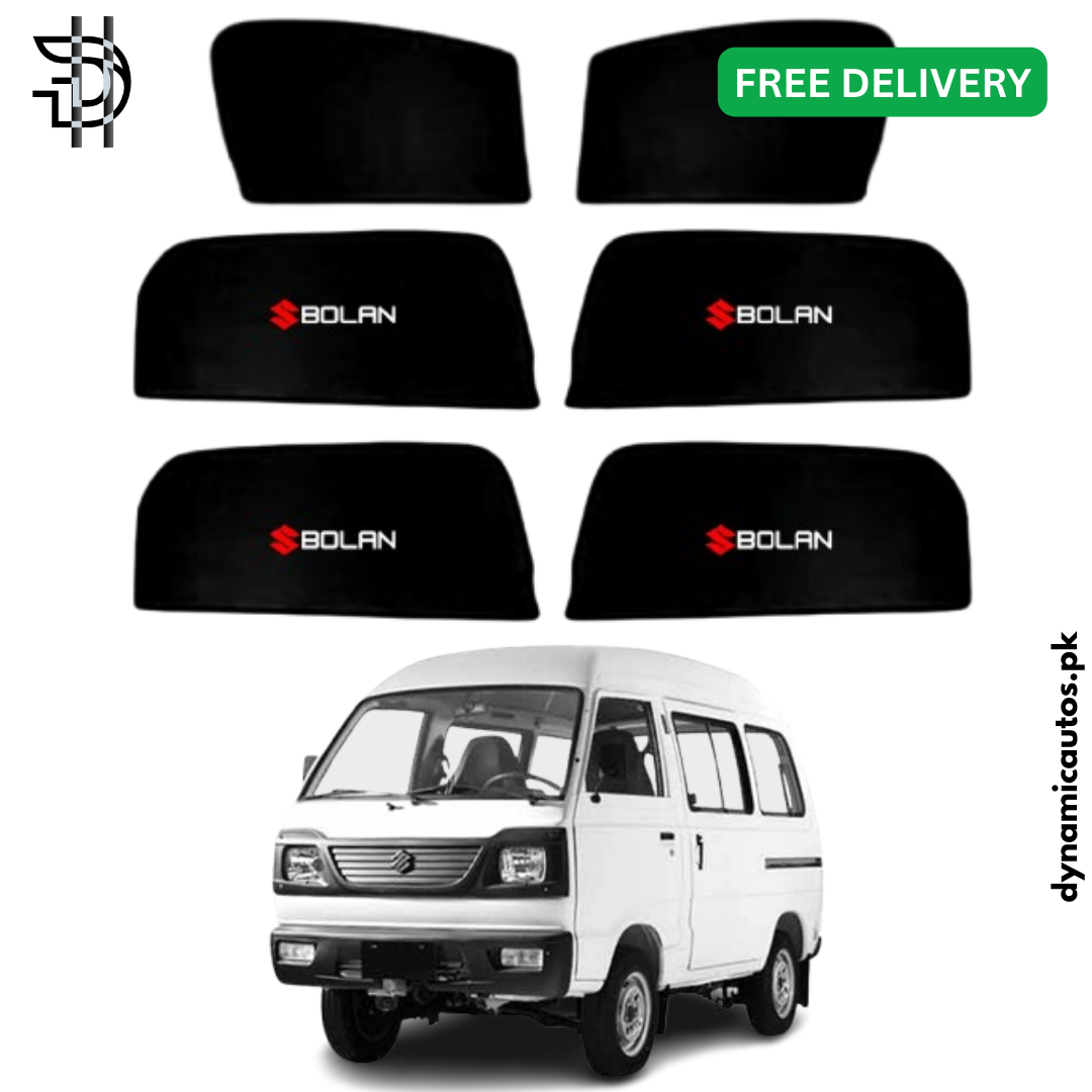 Suzuki Bolan Side Sunshades 1988-2023 | 6pcs Set with Logo | Car Parda Custom Fit | Sun Shades for Car