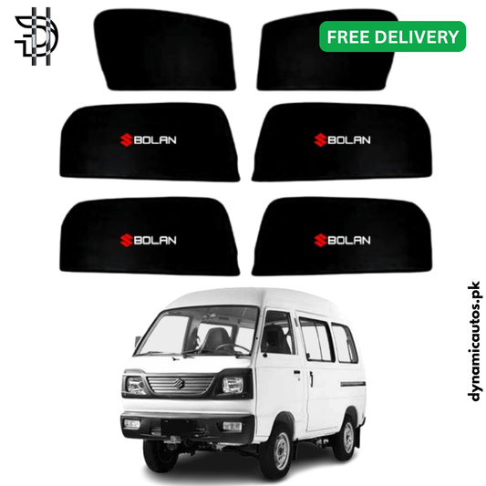 Suzuki Bolan Side Sunshades 1988-2023 | 6pcs Set with Logo | Car Parda Custom Fit | Sun Shades for Car