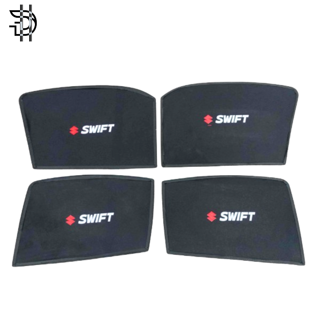 Suzuki Swift New Model Side Sunshades with Logo | 2022-2024 | Car Window Shades 4pcs Set | Heat Protection & Privacy
