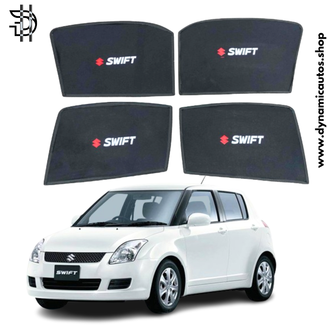Suzuki Swift Old Model Sunshades 2009-2021 | Side Window Shades with Logo | Car Parda Pakistan | Heat Protection 4pcs Set