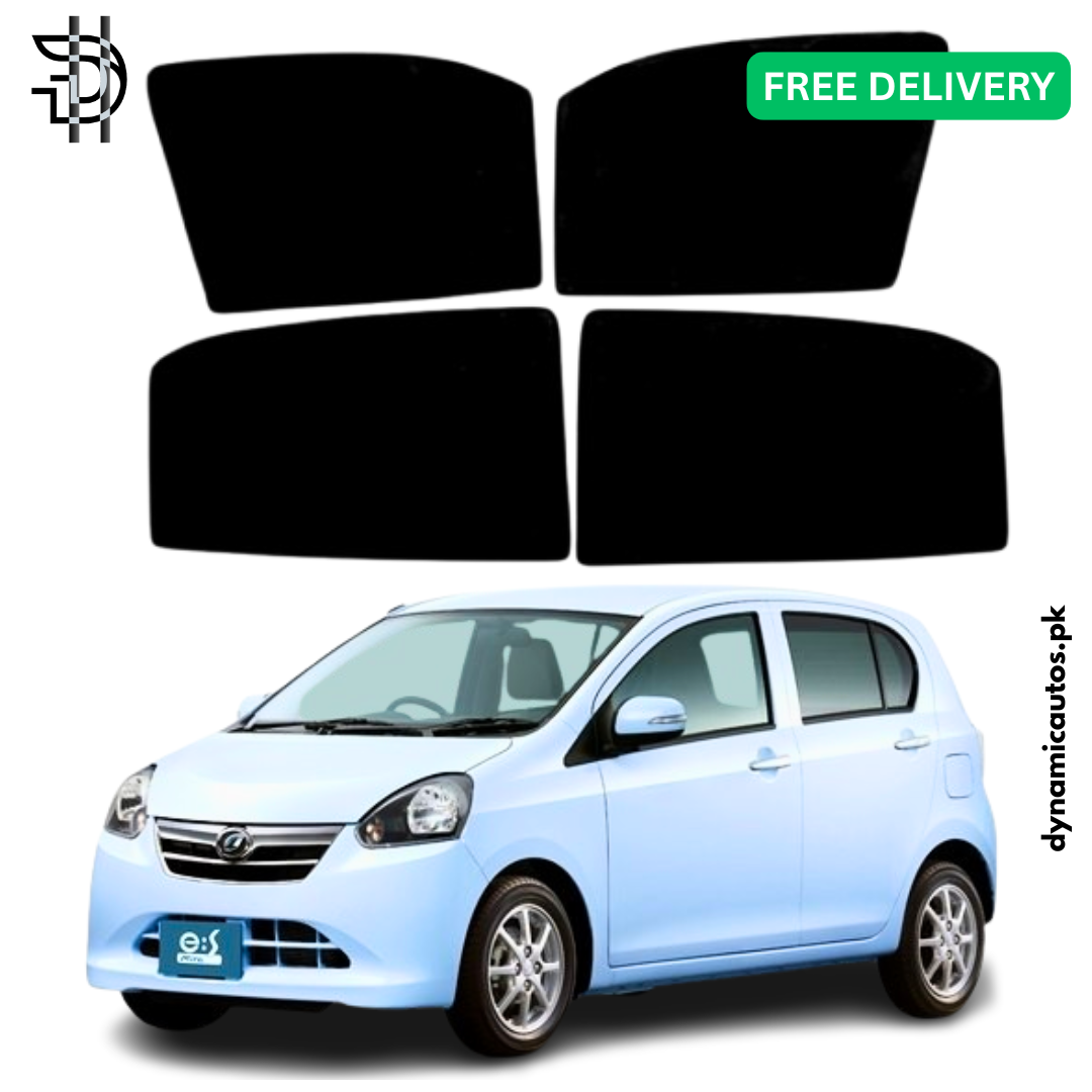 Daihatsu Mira Side Window Sunshades | Model 2011–2016 | Custom Fit Car Window Shades | Heat Protection & Privacy | 4pcs Set