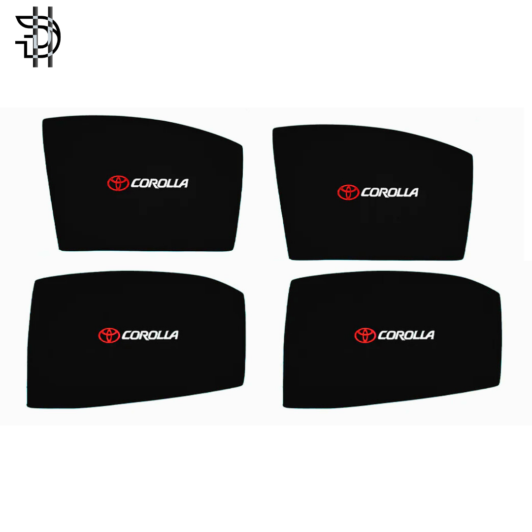 Toyota Corolla Old Model 2002-2008 Side Sunshades with Logo | Sun Shades for Car | Parda for Windows | 4PCS Set