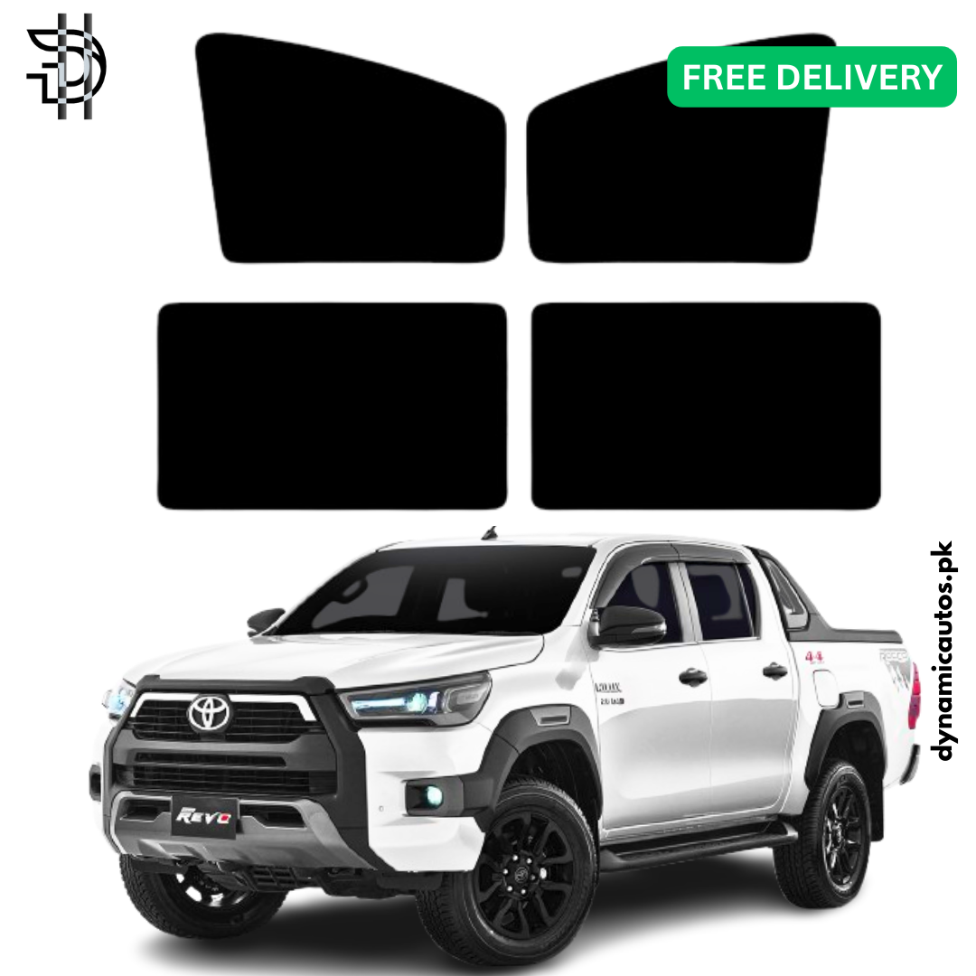 Toyota Hilux Revo Rocco / GR-S Side Window Sunshades | Model 2022–2025 | 4Pcs Custom Fit | Heat Protection & Privacy