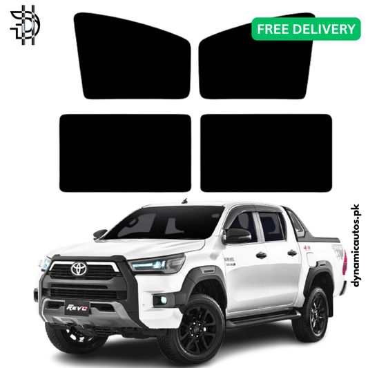 Toyota Hilux Revo Rocco / GR-S Side Window Sunshades | Model 2022–2025 | 4Pcs Custom Fit | Heat Protection & Privacy