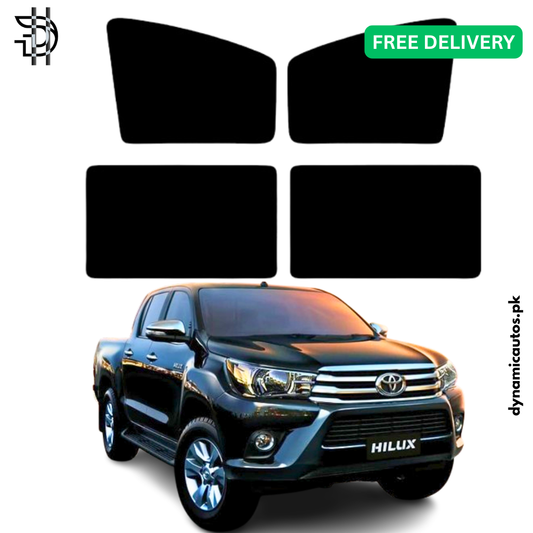Toyota Hilux Revo Side Window Sunshades | Model 2016–2022 | 4Pcs Custom Fit | Heat Protection & Privacy
