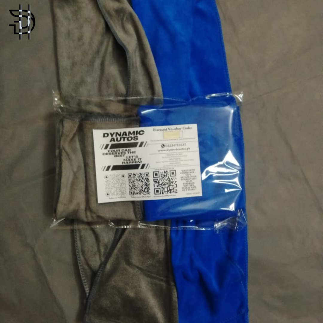 Microfiber Towels | Pack of 2 (Blue & Grey) | High Quality Soft & Absorbent Cleaning Cloths