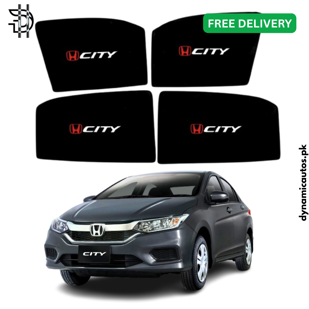 Honda City New Model 2021–2025 Side Sunshades with Logo | Custom Fit Car Window Shades – 4pcs Set