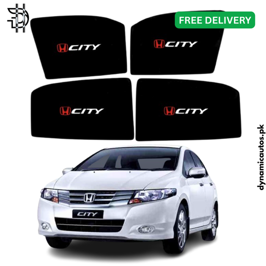 Honda City Old Model 2009-2021 Side Window Sunshades | Custom Fit with Logo | Heat & Privacy Protection – 4pcs Set