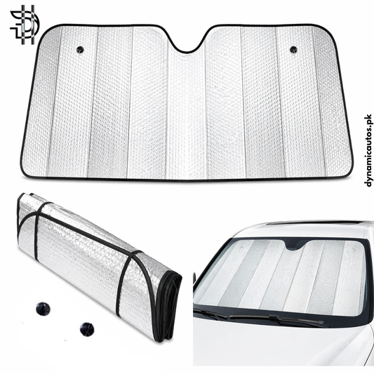 Universal Car Windscreen Sunshade | UV Block Visor | Double Sided Aluminium Foil Front Sunshade for Cars | Heat Protection | Car Front Screen Sunshade