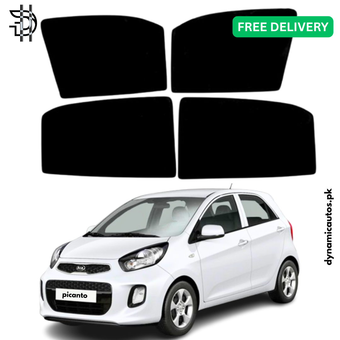 KIA Picanto Side Window Sunshades | Model 2019–2025 | 4Pcs Set | Custom Fit | Heat Protection & Privacy