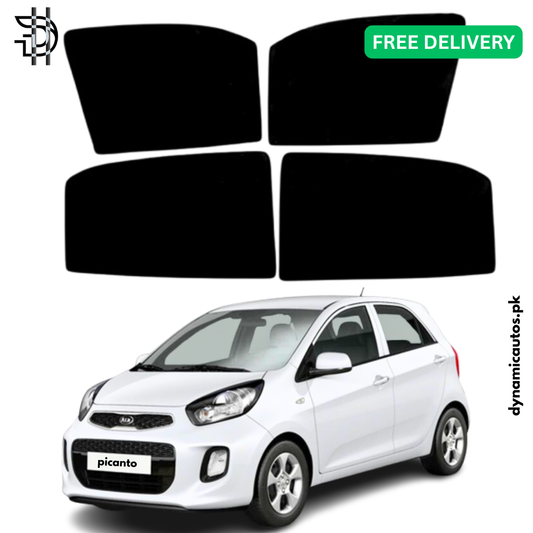 KIA Picanto Side Window Sunshades | Model 2019–2025 | 4Pcs Set | Custom Fit | Heat Protection & Privacy
