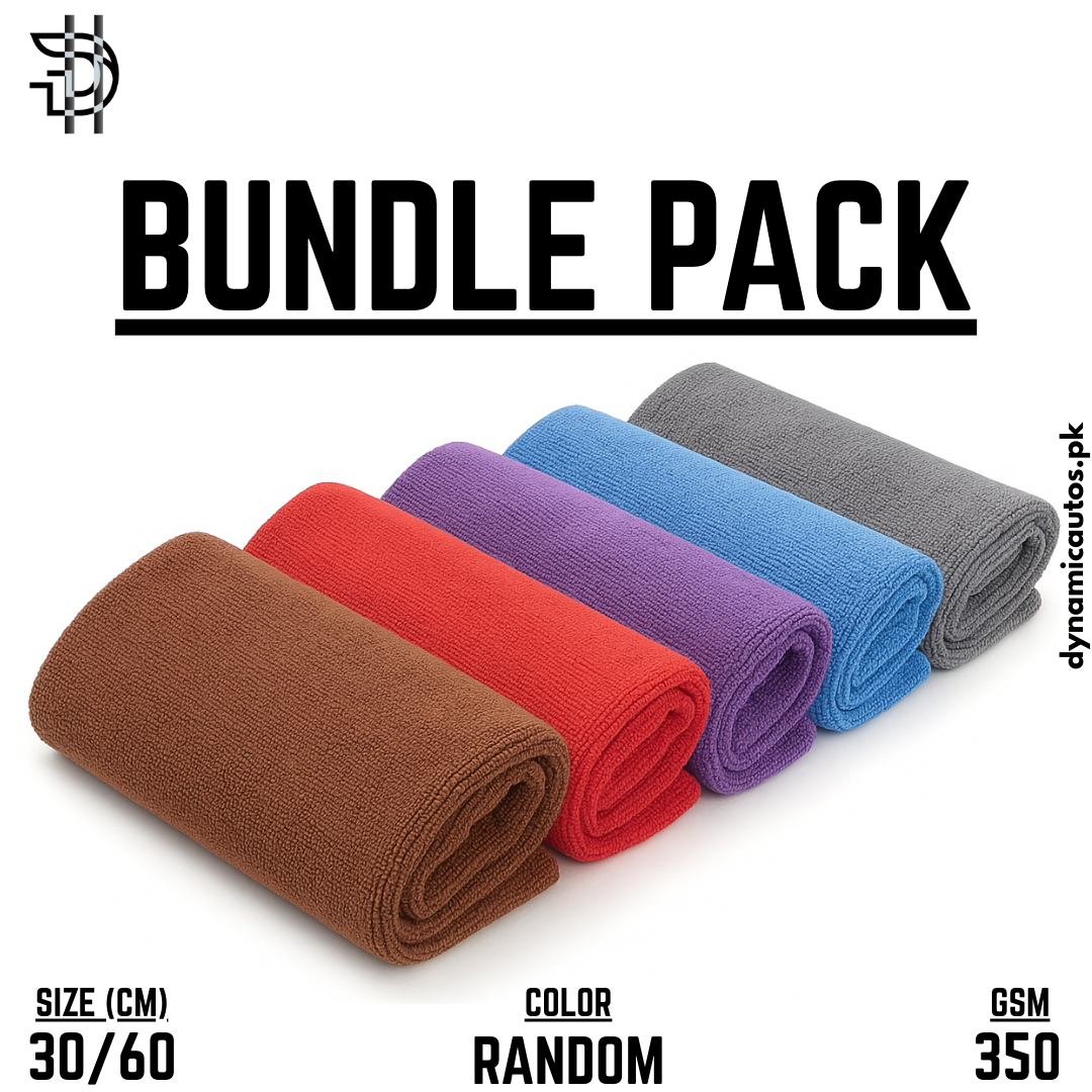 Microfiber Cleaning Cloth Bundle Pack 3 or 5pcs | 350 GSM Soft Premium Towel 30x60cm | Car Cleaning Cloth