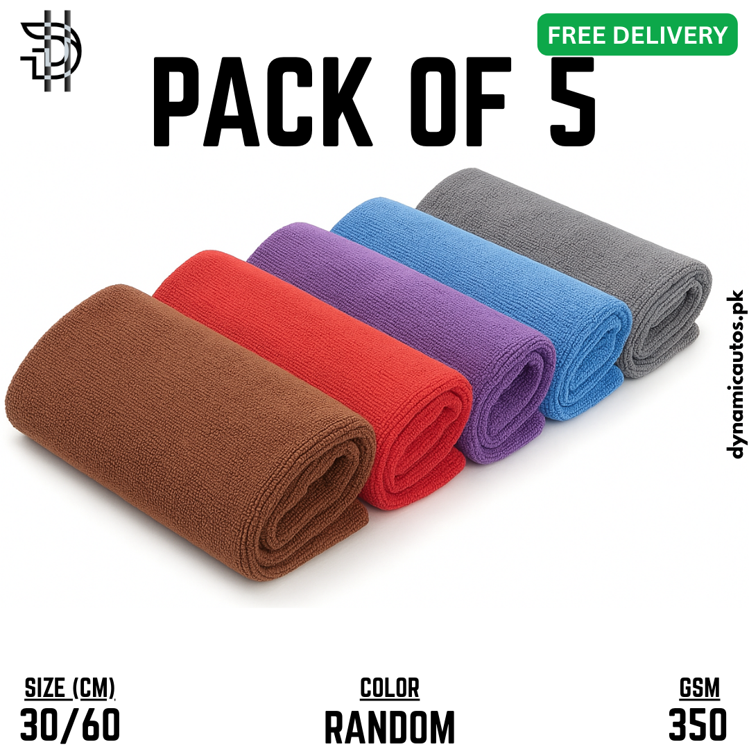 Microfiber Cleaning Cloth Bundle Pack 3 or 5pcs | 350 GSM Soft Premium Towel 30x60cm | Car Cleaning Cloth