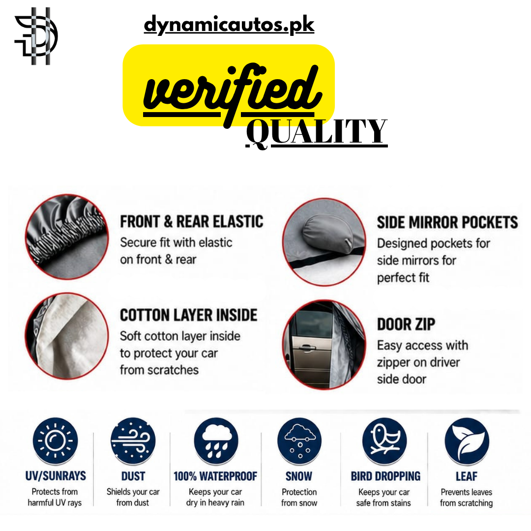 Car Top Cover | Non Woven WaterProof Full Body Cover | Scratch and Dust Protection | PVC With Cotton Fabric Car Cover | Premium Quality | Small, Medium, Large, XL, XXL Size Available
