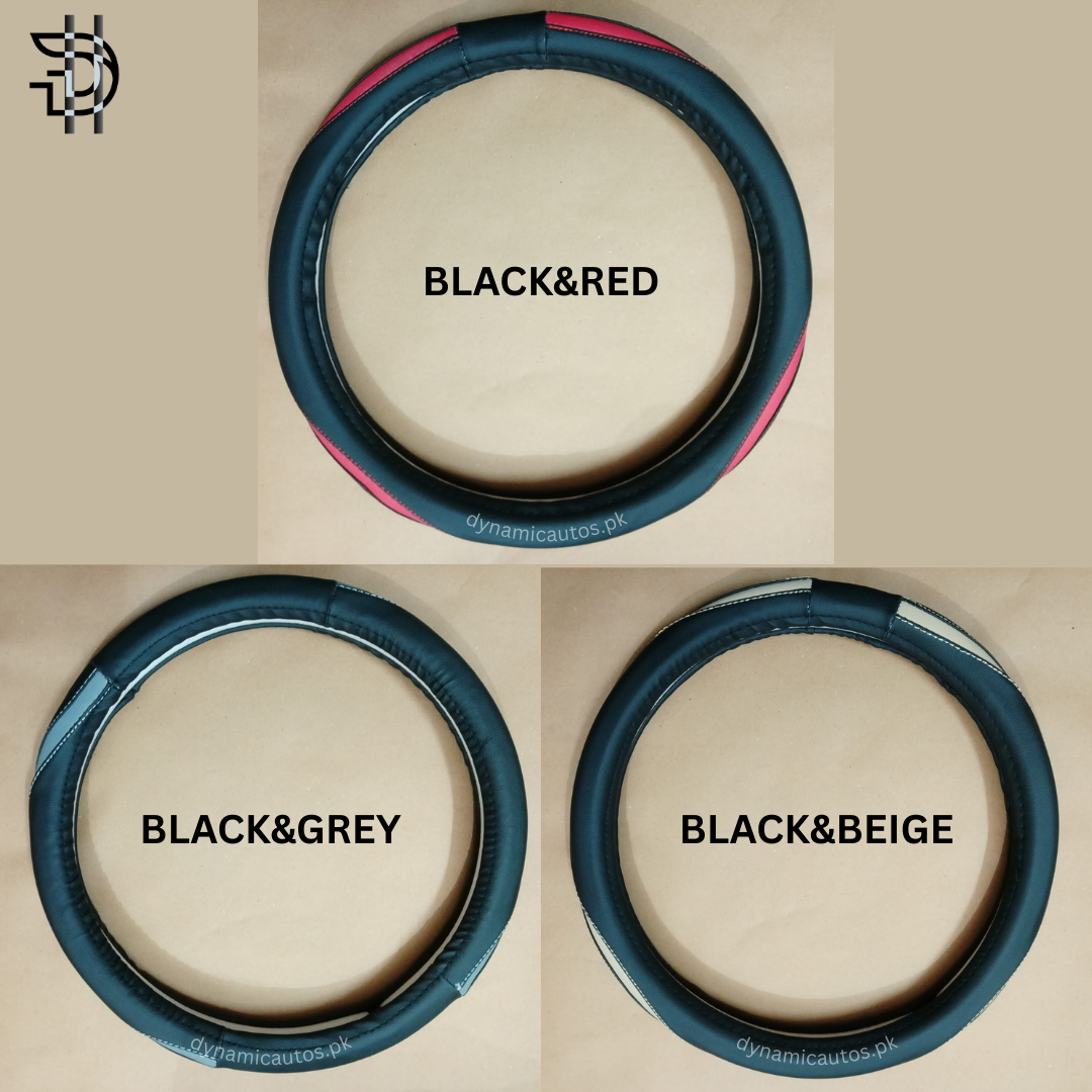 Universal Leather Steering Wheel Cover | Premium Grip & Stylish Dual-Color Stitching | 1Pcs