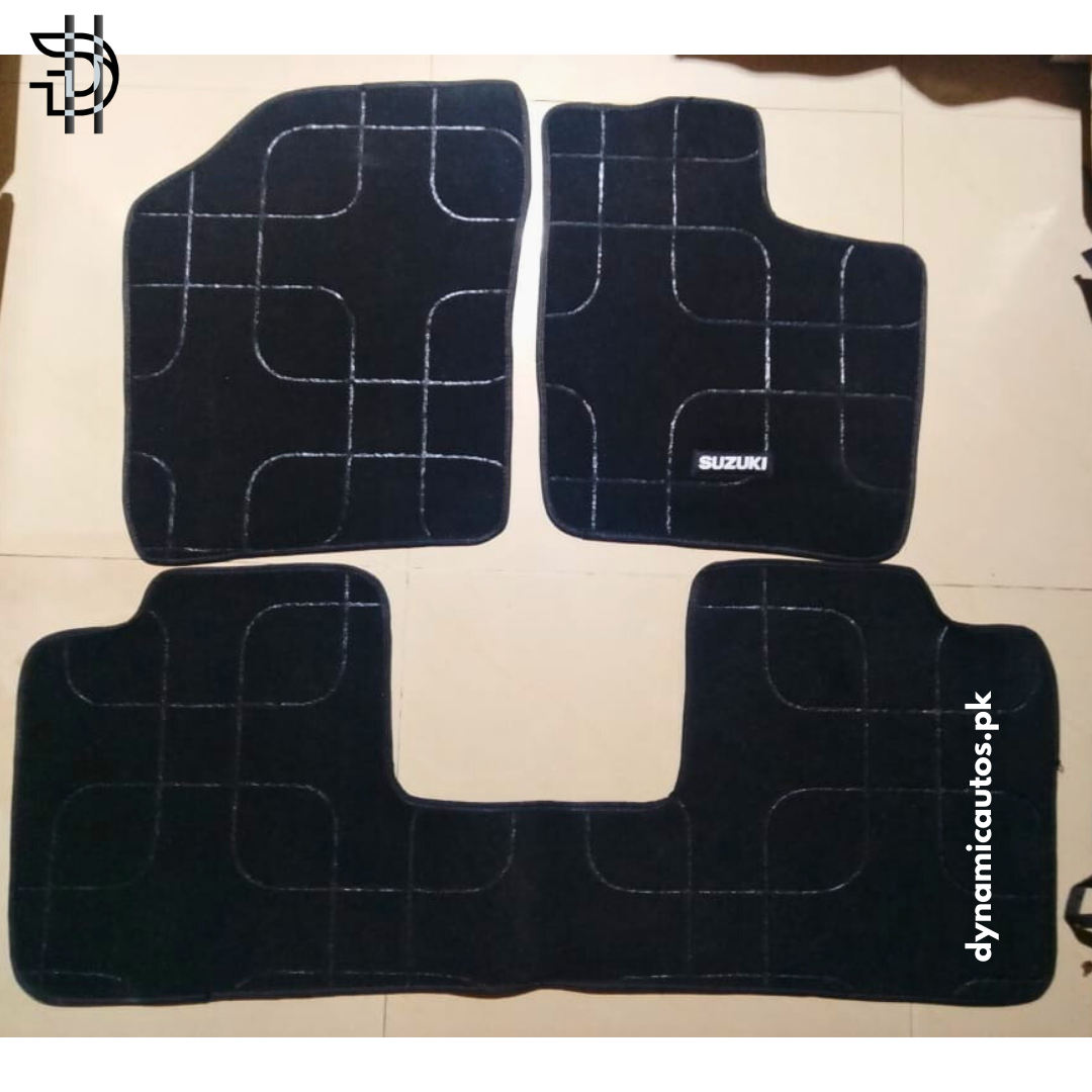 Suzuki Alto 660cc New Model 2019-2025 High Quality Carpet Floor Mats | Custom Fit, Anti-Slip, Washable, Stylish Design | Black – 3pcs Set